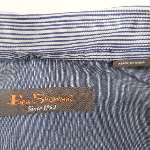 Ben Sherman Men's Shirt Size XL Blue White Stripe Long Sleeve Button Down Cotton - Picture 15 of 15